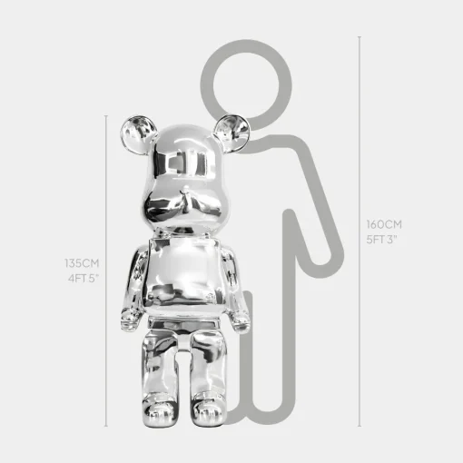 Aero Bear 135cm Chrome Resin Indoor Sculpture