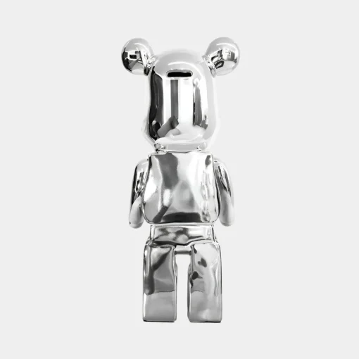 Aero Bear 50cm Chrome Resin Indoor Sculpture