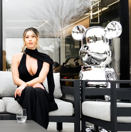 Aero Bear 135cm Chrome Resin Indoor Sculpture