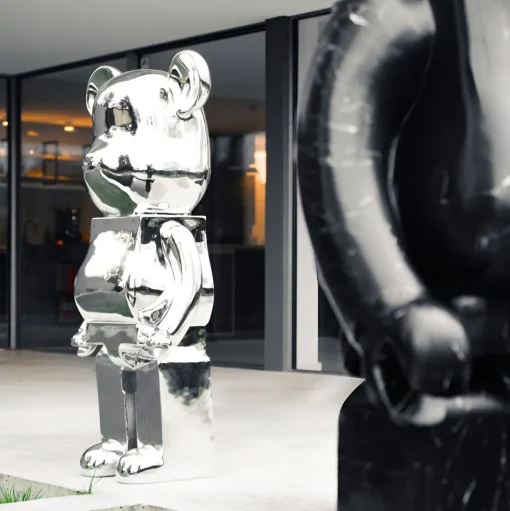 Aero Bear 135cm Chrome Resin Indoor Sculpture