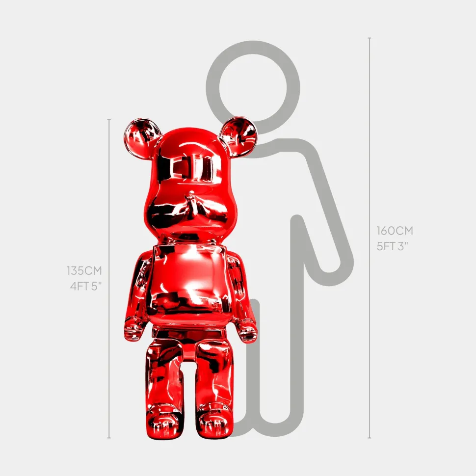 Aero Bear 135cm Red Resin Indoor Sculpture