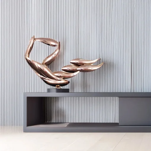 Aero Stream 50cm Copper Metal Indoor Sculpture