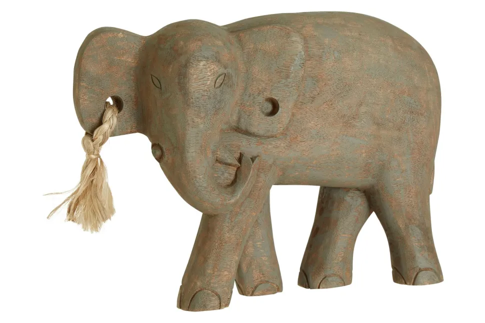 Ancient Elephant 31cm Wood Indoor Statue