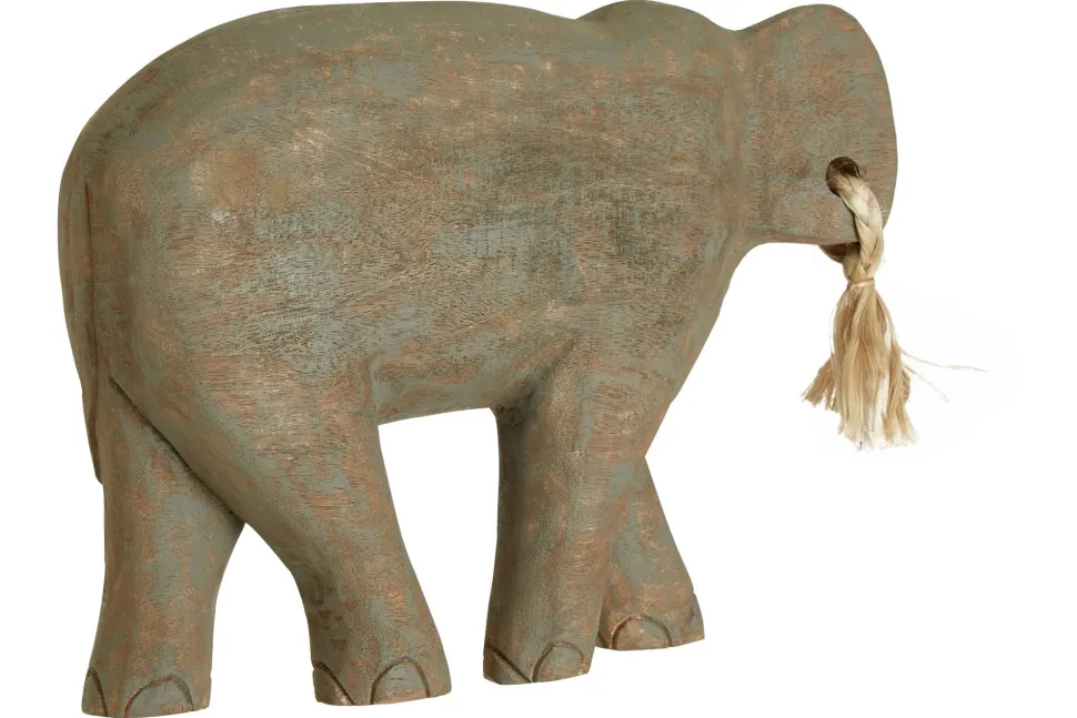 Ancient Elephant 31cm Wood Indoor Statue