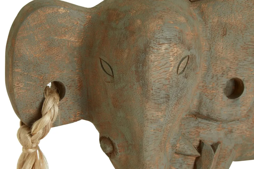 Ancient Elephant 31cm Wood Indoor Statue