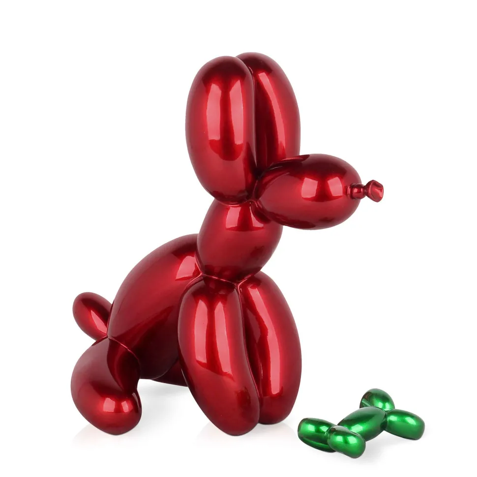 Balloon Dog & Bone 28cm Red Resin Indoor Sculpture