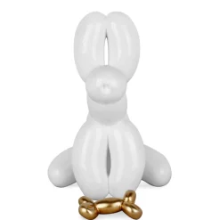 Balloon Dog & Bone 46cm White Resin Indoor Sculpture
