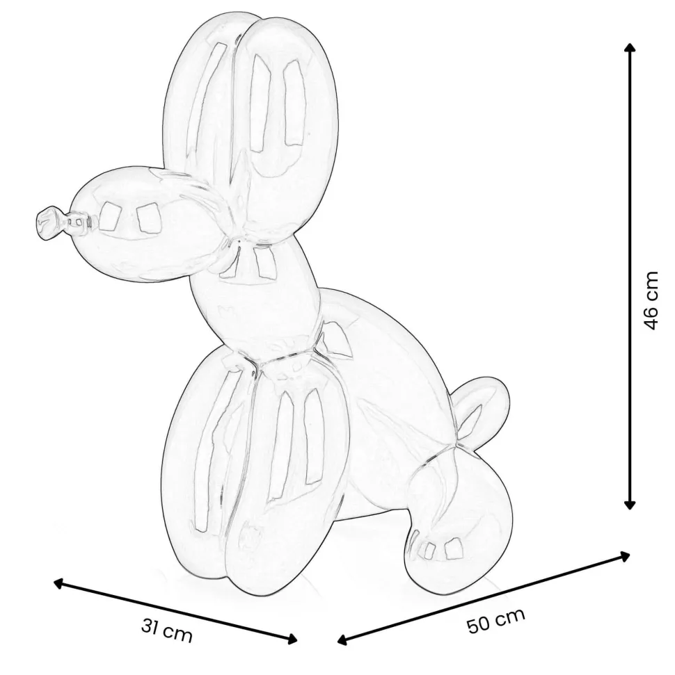 Balloon Dog & Bone 46cm White Resin Indoor Sculpture