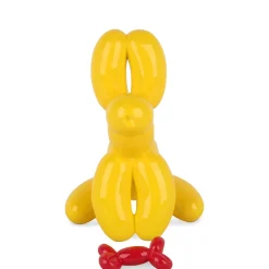 Balloon Dog & Bone 28cm Yellow Resin Indoor Sculpture