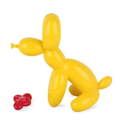 Balloon Dog & Bone 28cm Yellow Resin Indoor Sculpture