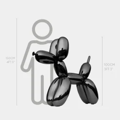 Balloon Dog 100cm Black Metal Garden Sculpture