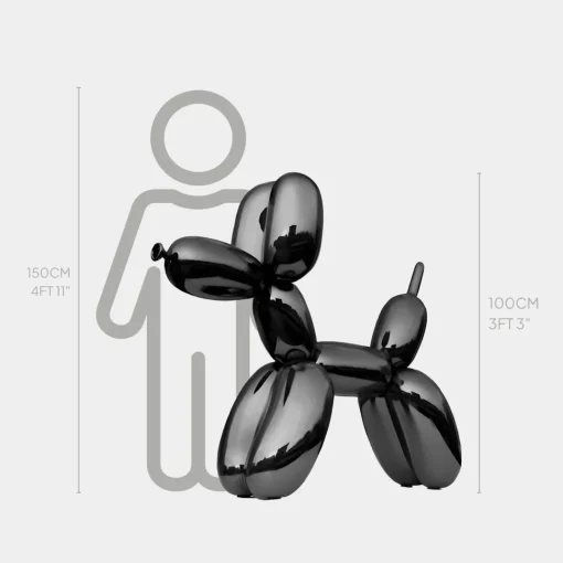 Balloon Dog 100cm Black Metal Garden Sculpture