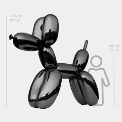 Balloon Dog 240cm Black Metal Garden Sculpture