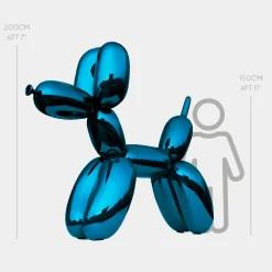 Balloon Dog 200cm Blue Metal Garden Sculpture
