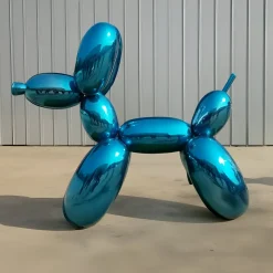 Balloon Dog 80cm Blue Metal Garden Sculpture