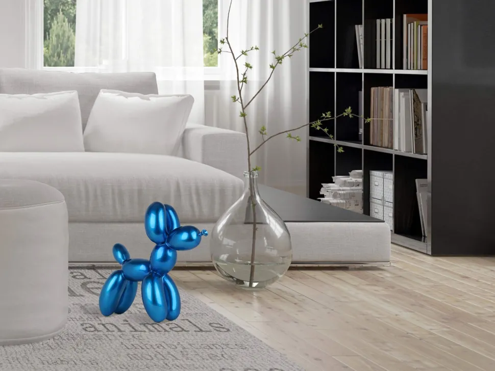 Balloon Dog 46cm Blue Resin Indoor Sculpture