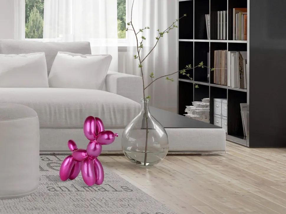 Balloon Dog 46cm Fuchsia Resin Indoor Sculpture