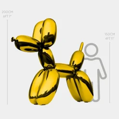 Balloon Dog 200cm Gold Metal Garden Sculpture