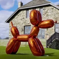 Balloon Dog 200cm Orange Metal Garden Sculpture
