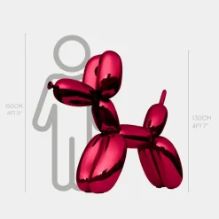 Balloon Dog 130cm Red Metal Garden Sculpture