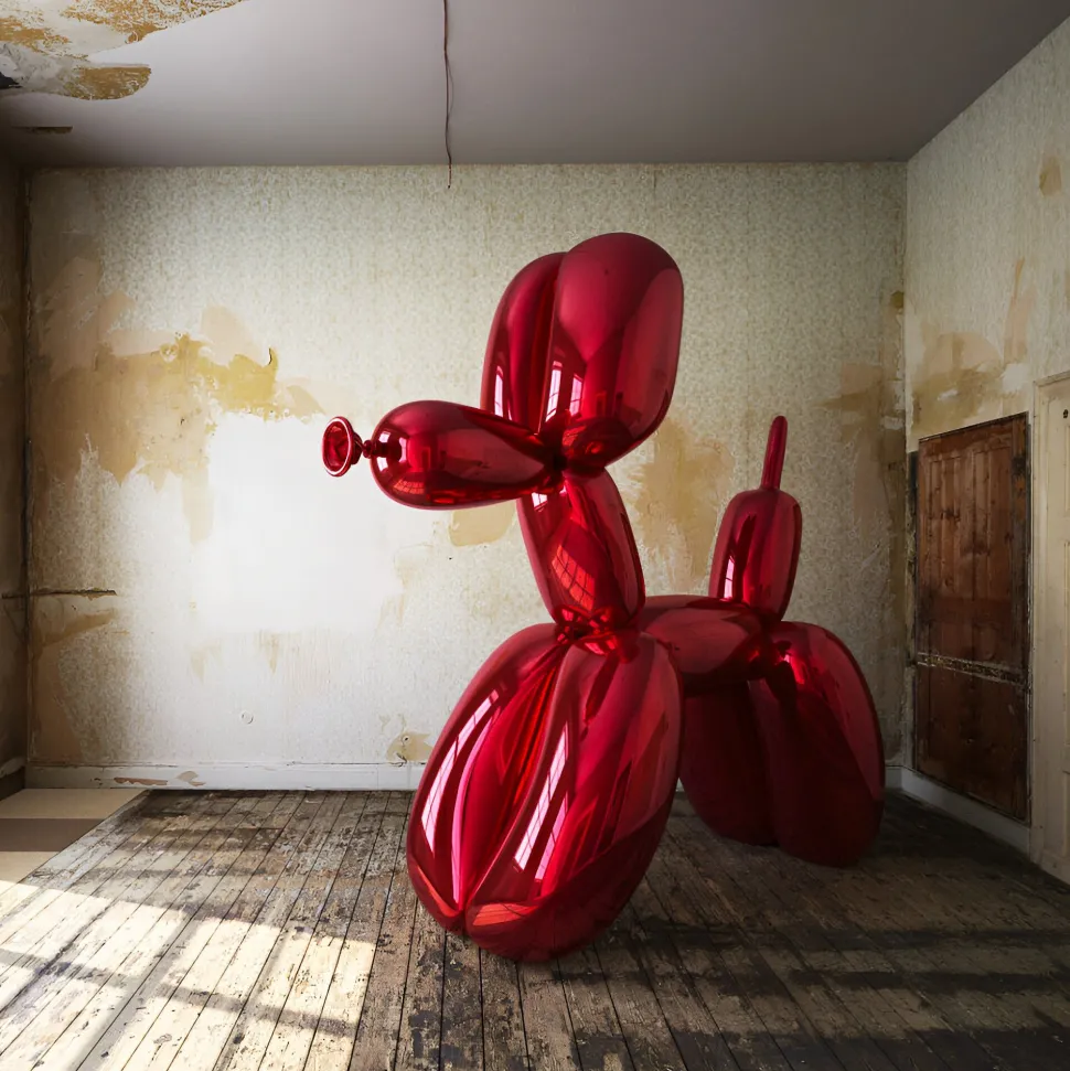Balloon Dog 100cm Red Metal Garden Sculpture