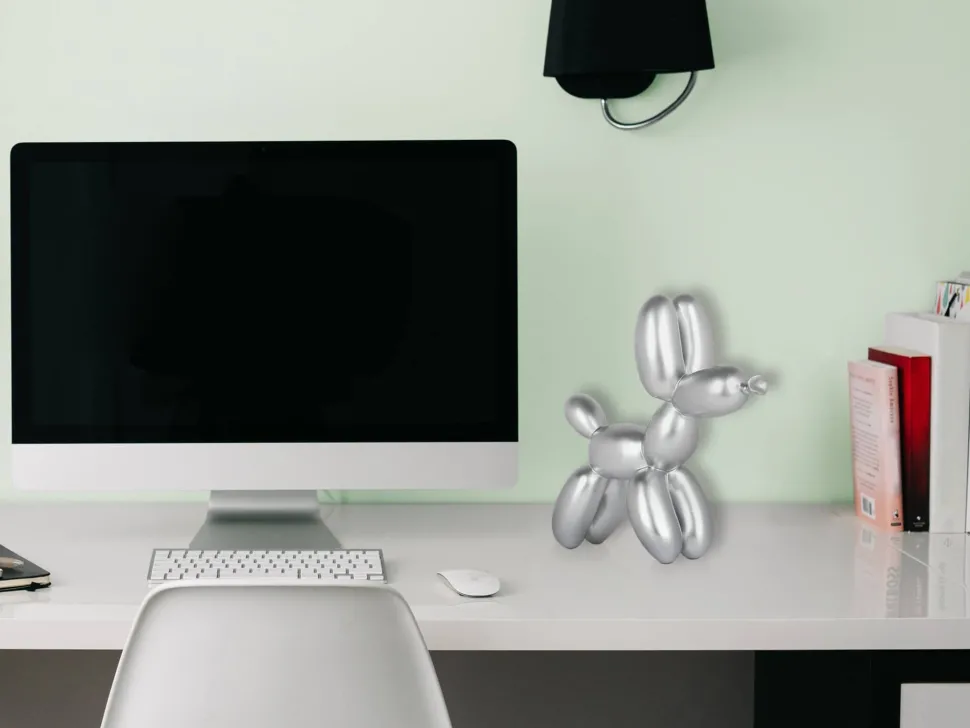 Balloon Dog 27cm Silver Resin Indoor Sculpture