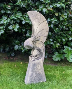 Barn Owl on Pedestal Stone Garden Statue
