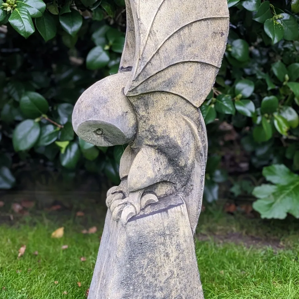 Barn Owl on Pedestal Stone Garden Statue