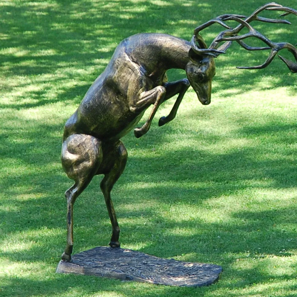 Battling Stags Life-Size 140cm Bronze Metal Garden Statues