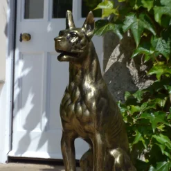 Bronson Great Dane Dog Bronze Metal Garden Statue