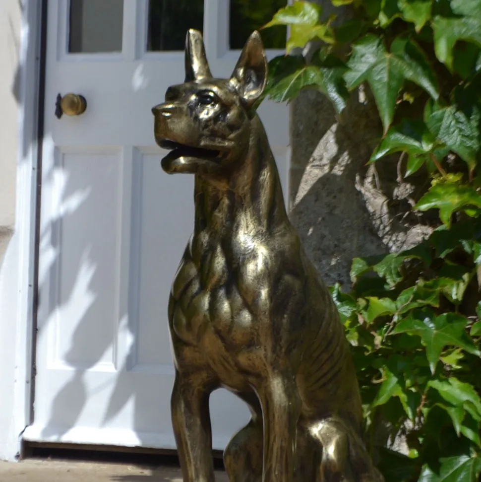 Bronson Great Dane Dog Bronze Metal Garden Statue