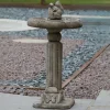 Classic Squirrel Stone Garden Birdbath