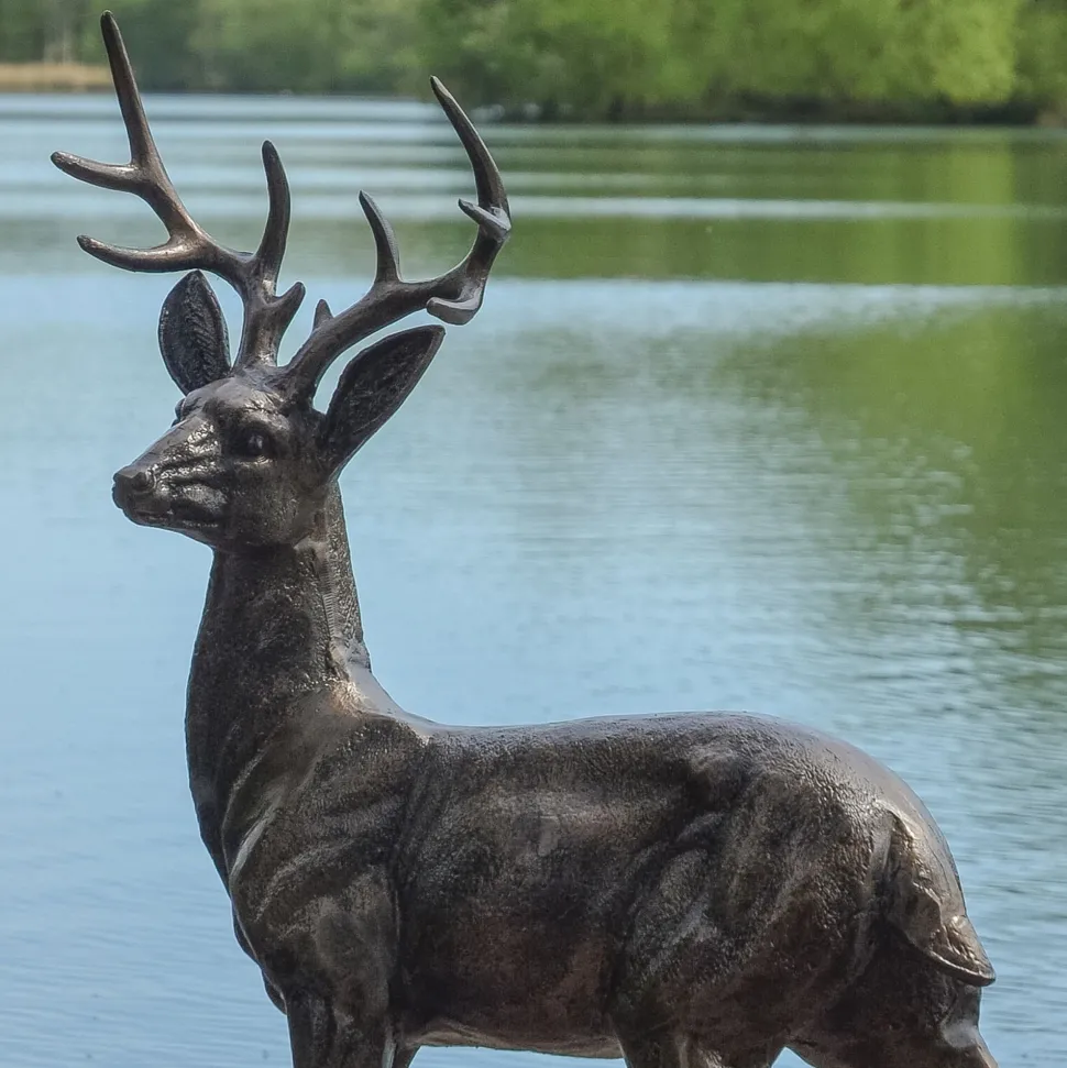 Classic Stag Deer 79cm Bronze Metal Garden Statue
