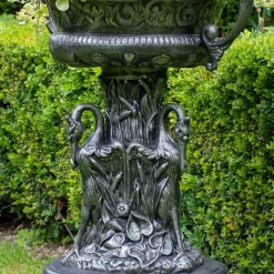 Classic Swan Urn Bronze Metal Garden Planter