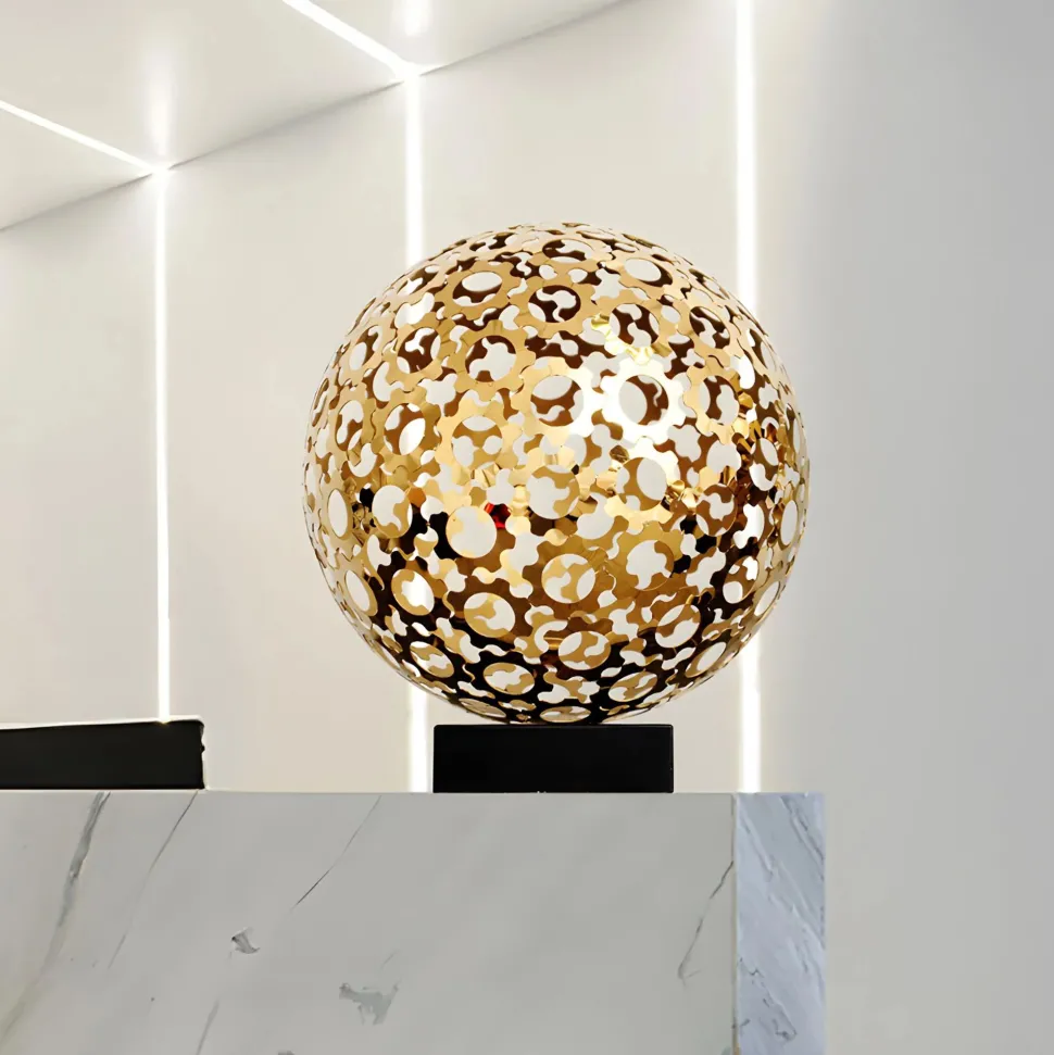 Cosmic Sphere 48cm Gold Metal Indoor Sculpture
