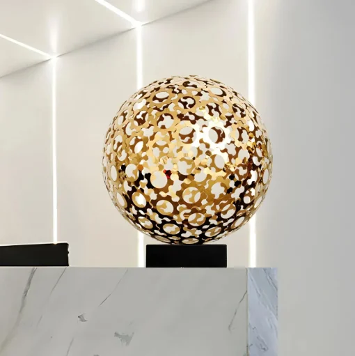 Cosmic Sphere 44cm Gold Metal Indoor Sculpture