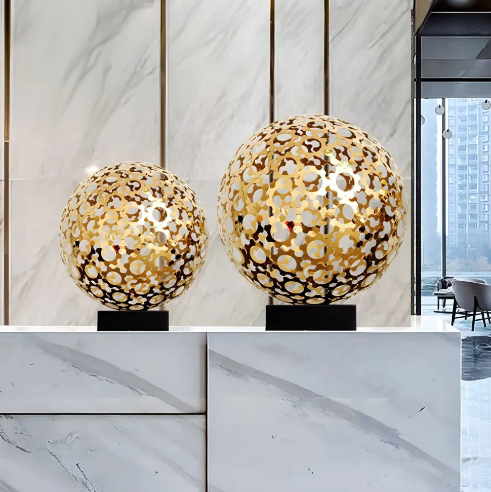 Cosmic Sphere 48cm Gold Metal Indoor Sculpture