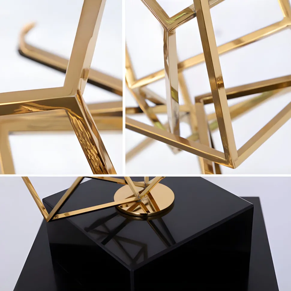 Cube Fusion 85cm Gold Metal Indoor Sculpture