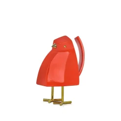 Cubic Bird 14cm Orange Resin Indoor Sculpture