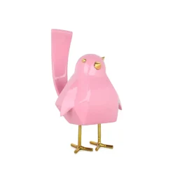 Cubic Bird 18cm Pink Resin Indoor Sculpture