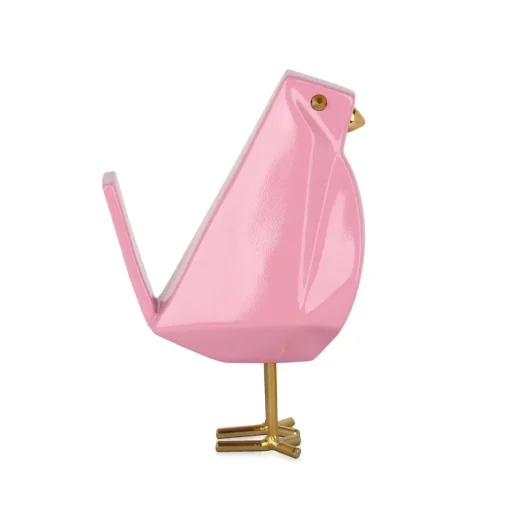 Cubic Bird 30cm Pink Resin Indoor Sculpture