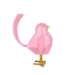 Cubic Bird 18cm Pink Resin Indoor Sculpture
