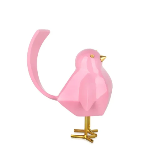 Cubic Bird 18cm Pink Resin Indoor Sculpture