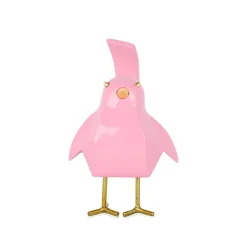 Cubic Bird 18cm Pink Resin Indoor Sculpture
