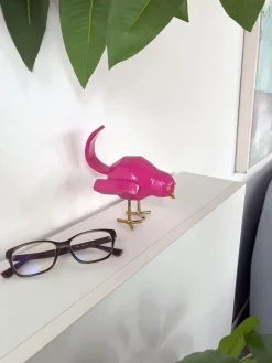Cubic Bird 14cm Rosa Pink Resin Indoor Sculpture