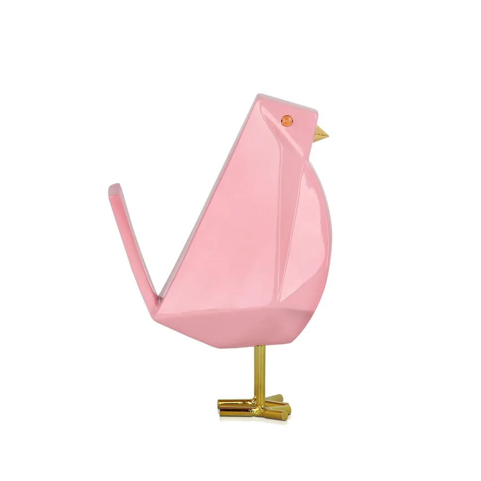 Cubic Bird 18cm Rosa Pink Resin Indoor Sculpture