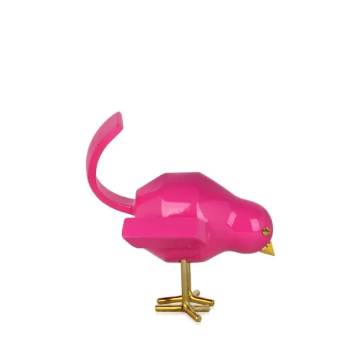 Cubic Bird 14cm Rosa Pink Resin Indoor Sculpture