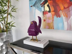 Cubic Bird 30cm Violet Resin Indoor Sculpture