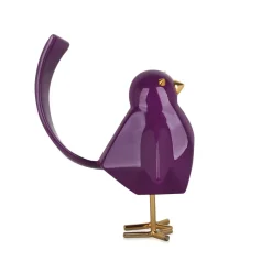 Cubic Bird 30cm Violet Resin Indoor Sculpture
