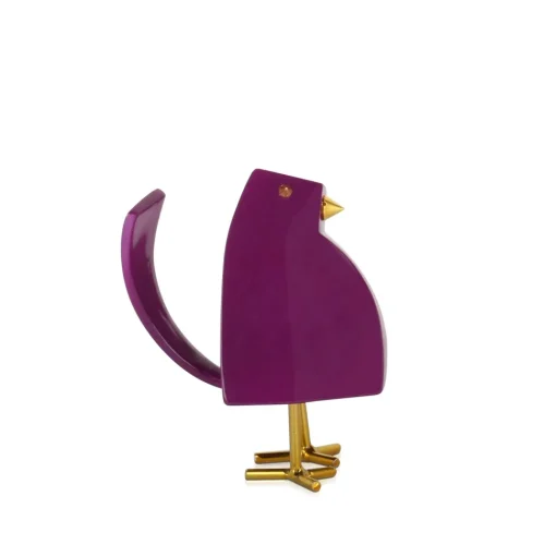 Cubic Bird 14cm Violet Resin Indoor Sculpture